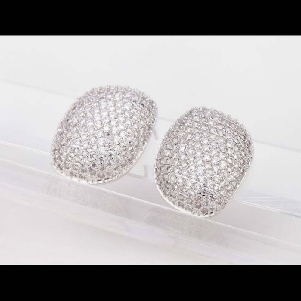 Pave Egg Shaped Earrings